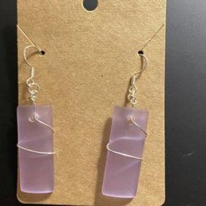 Wire Wrapped Recycled Sea Glass Earrings